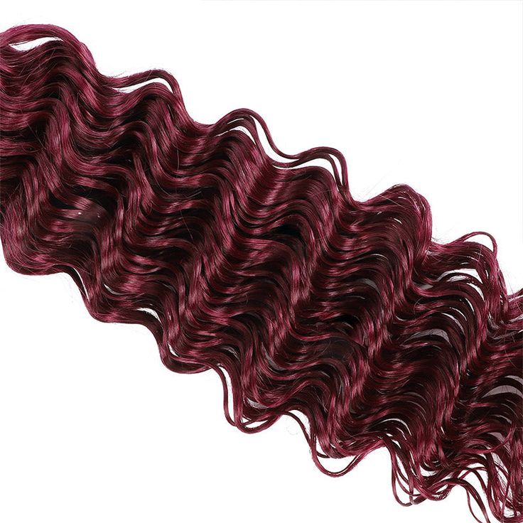 QVR Burgundy Deep Wave Bulk Hair Extensions for Boho Knotless Braiding