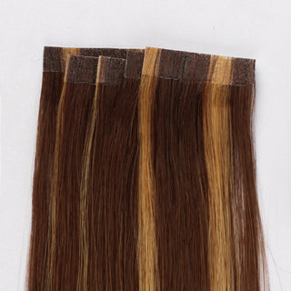 QVR Highlight #6/27 Tape in Hair Extensions Long Straight Skin Weft Human Hair