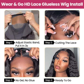 QVR Glueless Pre-cut 4x4 HD Lace Closure Human Hair Wigs Deep Wave Piano #4/27 Highlight Wear & Go Wigs