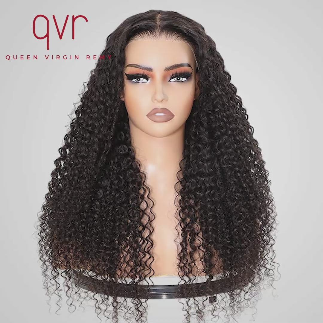 QVR Glueless Jerry Curly Pre-Bleached 7x5 Lace Wig with Pre-plucked Hairline