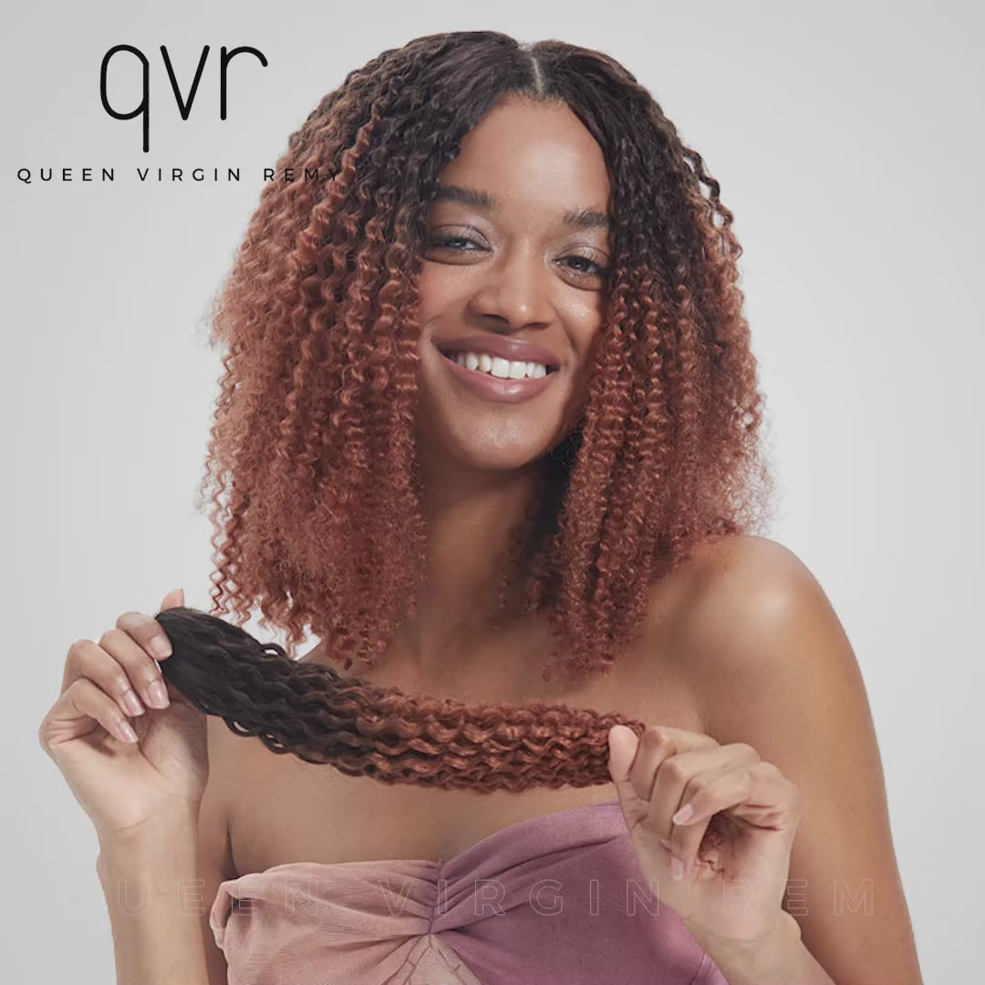 QVR Lightweight T2/30 Color Small Kinky Curly Feather Crochet Braid Human Hair Extension