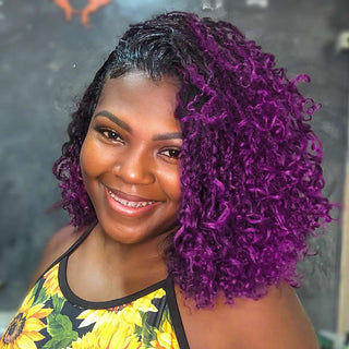 QVR #Purple+#1B Two Colors Afro Kinky Bulk Human Hair For Braiding DreadLock