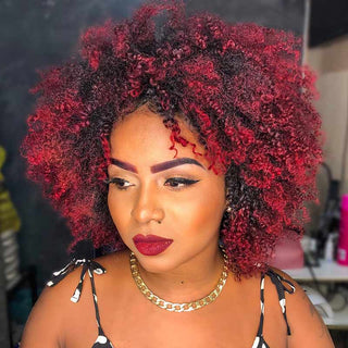 QVR #Red+#1B Two Colors Afro Kinky Bulk Human Hair For Braiding DreadLock