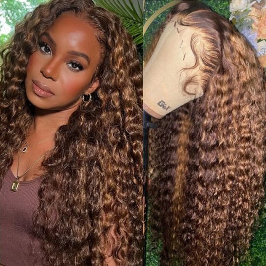 Pre Cut 4x6 HD Lace Water Wave Wear Go Highlights Ombre Hair Glueless Wig