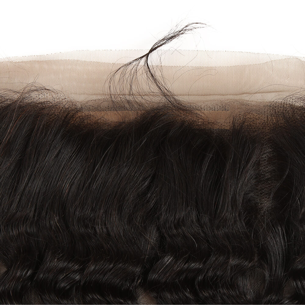 QVR Virgin Human Hair 360 Frontal Closure Curly Wave Natural Color