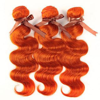 Queen Remy Ginger Human Hair 3 Bundles Body Wave Hair Orange Color