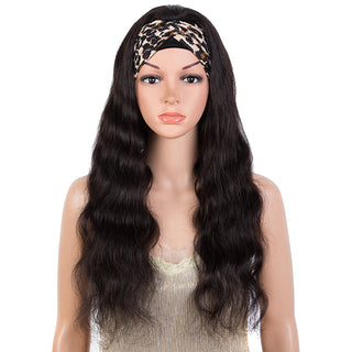 QVR Remy Human Hair Headband Wig Body Wave Headwrap Wig Natural Color