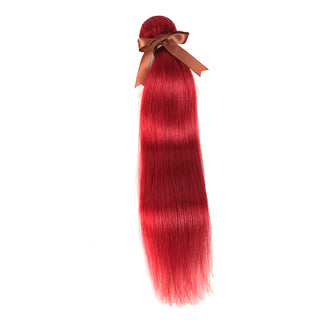 Queen Remy Human Hair 3 Bundles Straight Hair Weave Red Color