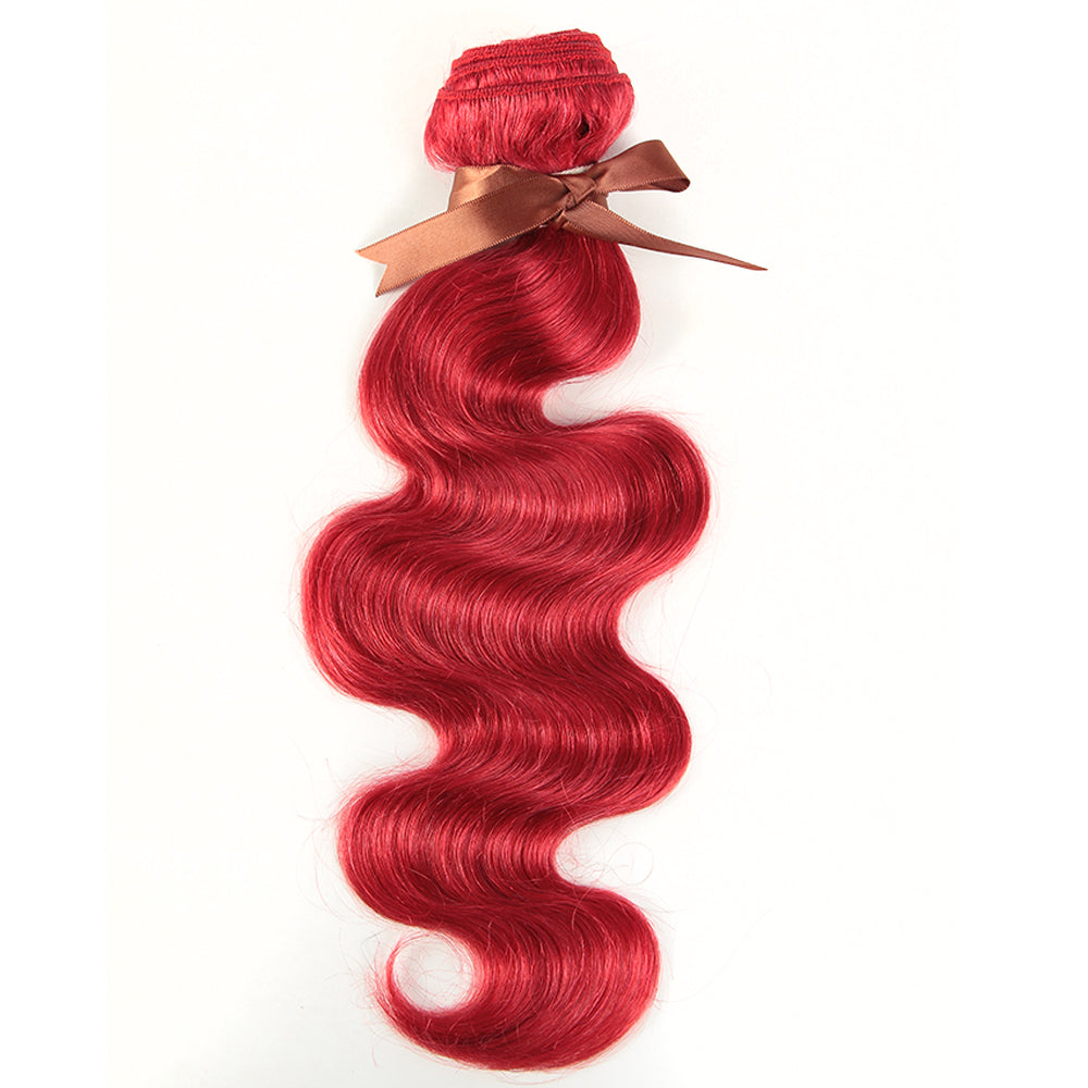 Queen Remy Human Hair 3 Bundles Body Wave Hair Red Color