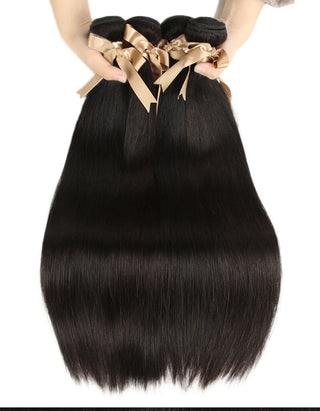 QVR Queen Remy 4 Bundles Straight Hair With 4x4 Lace Closure