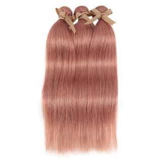 Queen Remy Human Hair 3 Bundles Straight Hair Weave Pink Color