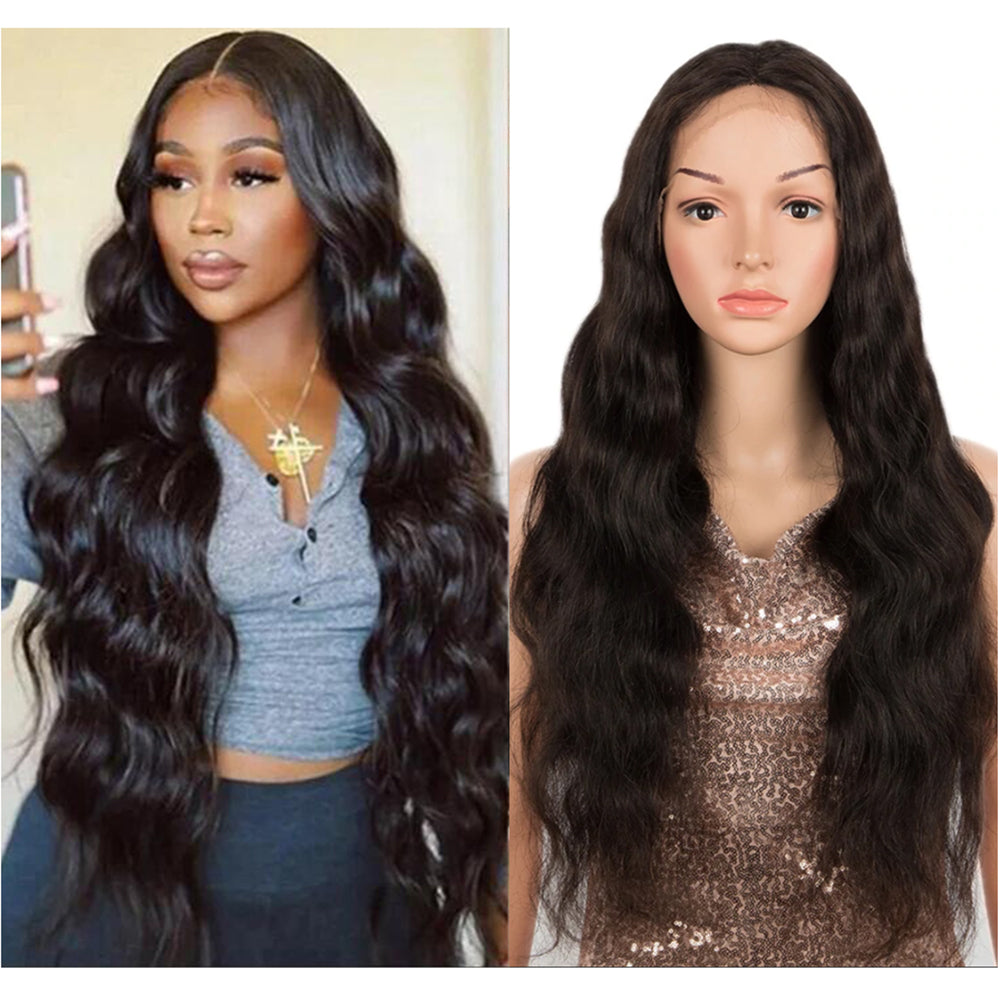 QVR 4X1 T Lace Human Hair Wigs Body Wave Hair Lace Front Wig Pre-plucked Hairline with Baby Hair Wigs Natural Black Color