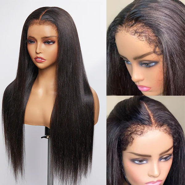 4C Edge Hairline-Straight Hair 5x5 HD Transparent Lace Front Wigs Avec Kinky Edges Curly Baby Hair
