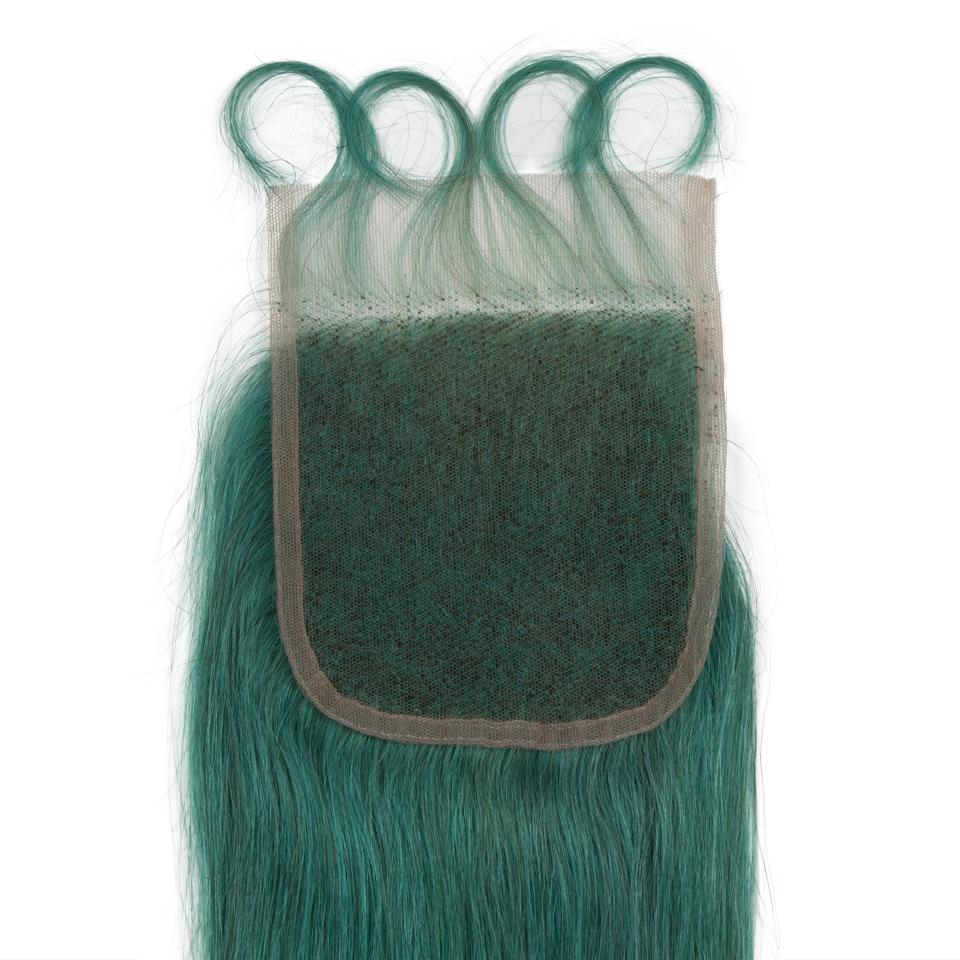 Queen Remy Human Hair 3 Bundles with Closure Virgin Human Hair Weave Jade Green Closure And Black Hair Bundles For Christmas Style