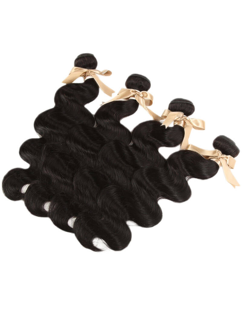 QVR Queen Remy 4 Bundles With Closure Body Wave With 4x4 Lace Closure