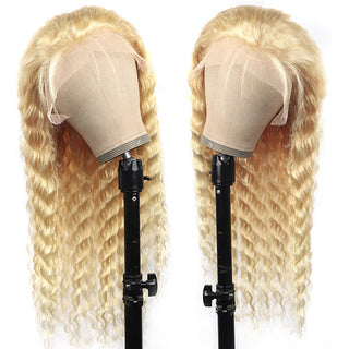 613 Honey Blonde Lace Front Human Hair Wigs 13*4 Loose Deep Wave Lace Front Wig 150% Density