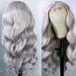 Silver Gray Body Wave Hair Lace Front Human Hair Wigs