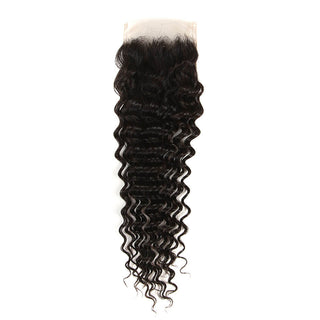 QVR Virgin Human Hair Curly 3 Bundles With 4*4 Lace Closure