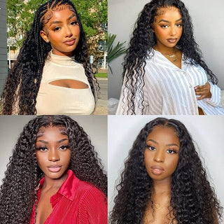 QVR Deep Wave Wig Virgin Human Hair 13x6 Full Lace Frontal HD Transparent Wigs Natural Color