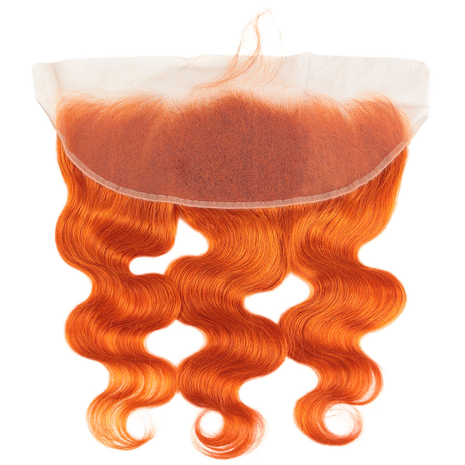 QVR Body Wave Hair Bundles Avec Fermeture Remy Hair 3 Bundles avec Frontal Orange Ginger Color