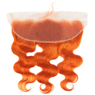 QVR Body Wave Hair Bundles With Closure Remy Human Hair 3 Bundles with Frontal Orange Ginger Color