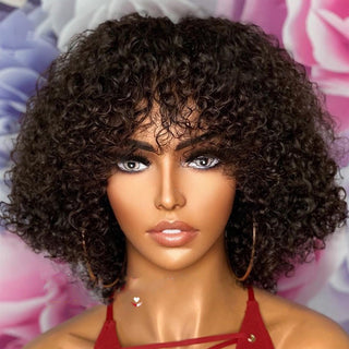 QVR Water Wave Short Pixie Bob Cut Wigs With Bangs For Black Women