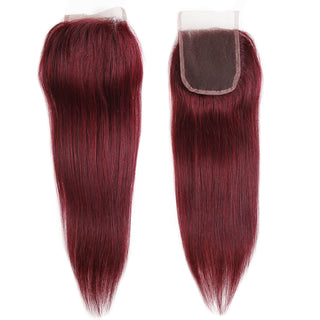 QVR Remy Human Hair Bundles With Closure  Straight Hair Burgundy Remy Peruvian Dyed 3 Bundles With Frontal 4x4 Brazilian Human Hair 99J