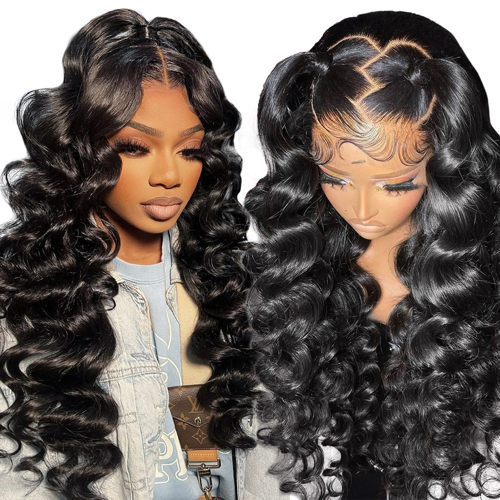 QVR Loose Deep Wave 13x6 HD Lace Front Wig Long Human Hair Wigs For Women