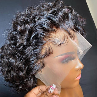 QVR Popular Bouncy Curly Short Pixie Cut Wig 13x4 Lace Wigs