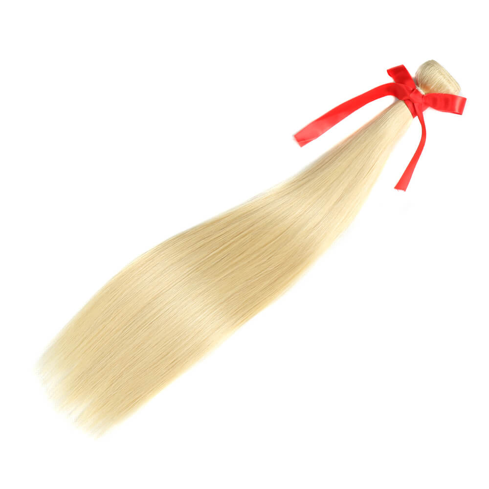 QVR Virgin Human Hair Straight Hair Blonde Bundle 1pc