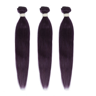 Queen Remy Human Hair 3 Bundles Straight Hair Weave Purple Color
