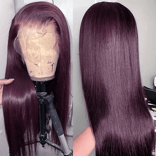Dark Purple Straight 13x4 Lace Front Wigs Grape Purple Transparent Lace Front Wig