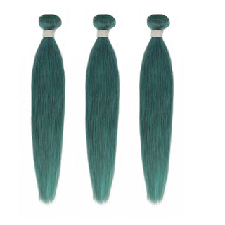 Queen Remy Human Hair 3 Bundles Straight Hair Weave Jade Green Color