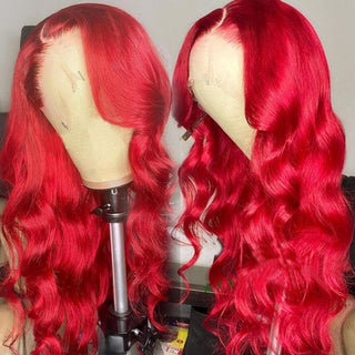Red Color 13x6 Body Wave Hair Wig HD Lace Front Wigs Human Hair Pre Plucked With Baby Hair
