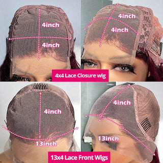 Highlight 13x4 Transparent Lace Front Wigs Straight Hair 4x4 Lace Front Wigs Mix Colored Wigs