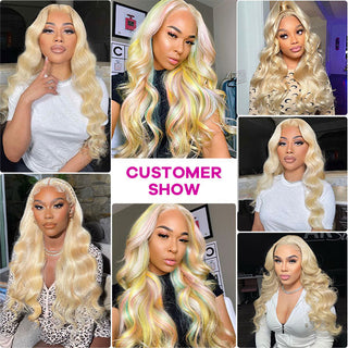 613 HD Lace Wig Blonde Body Wave Wig 4x4 Lace Closure Human Hair Wig
