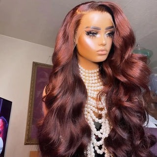 QVR Reddish Brown 13x4 Lace Body Wave Wig 4x4 Lace Human Hair Wigs