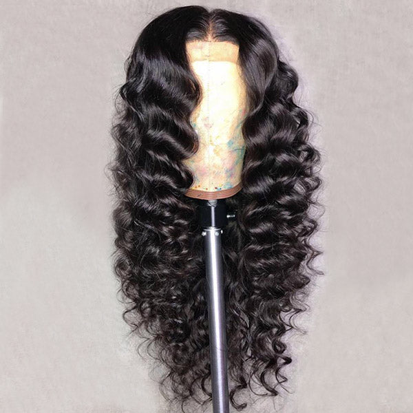 QVR Glueless Loose Deep Wave 13*4 HD Lace Front Wigs Invisible Lace Frontal Wavy Human Hair Wigs For Women