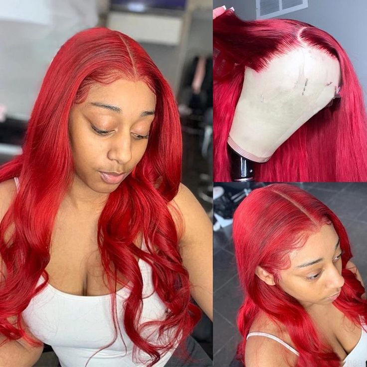 Red Color 13x6 Body Wave Hair Wig HD Lace Front Wigs Human Hair Pre Plucked With Baby Hair