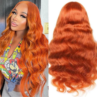 QVR Ginger Orange Body Wave Perruques Perruque Brésilienne de Cheveux Vierges Pré Cueillie avec des Cheveux de Bébé 13x4 13x6 Dentelle Frontale Perruques Sans Colle