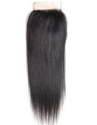 QVR Queen Remy 3 Bundles Straight With 4x4 Lace Closure