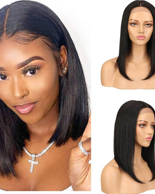 QVR Lace Front Human Hair Wigs 16 Inches Short Straight Wigs For Black Women | Page