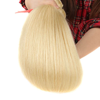 QVR Virgin Human Hair Blonde Straight 3 Bundles With 13*4 Lace Frontal
