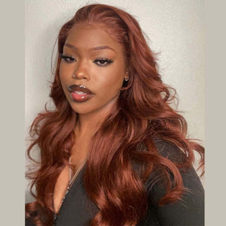 QVR Reddish Brown Body Wave Wig Colored Virgin Human Hair Wigs 4x4 13x4 13x6 HD Lace Frontal Wigs