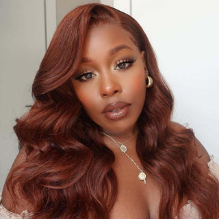 QVR Reddish Brown 13x4 Lace Body Wave Wig 4x4 Lace Human Hair Wigs